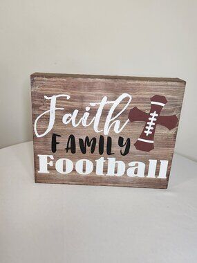 Faith Family Football Rustic Wood Sign Hobby Lobby Christian Decor